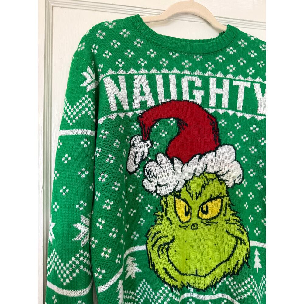 The Grinch Men’s Medium Christmas Sweater Naughty Green Ugly Christmas NWT - Picture 5 of 5
